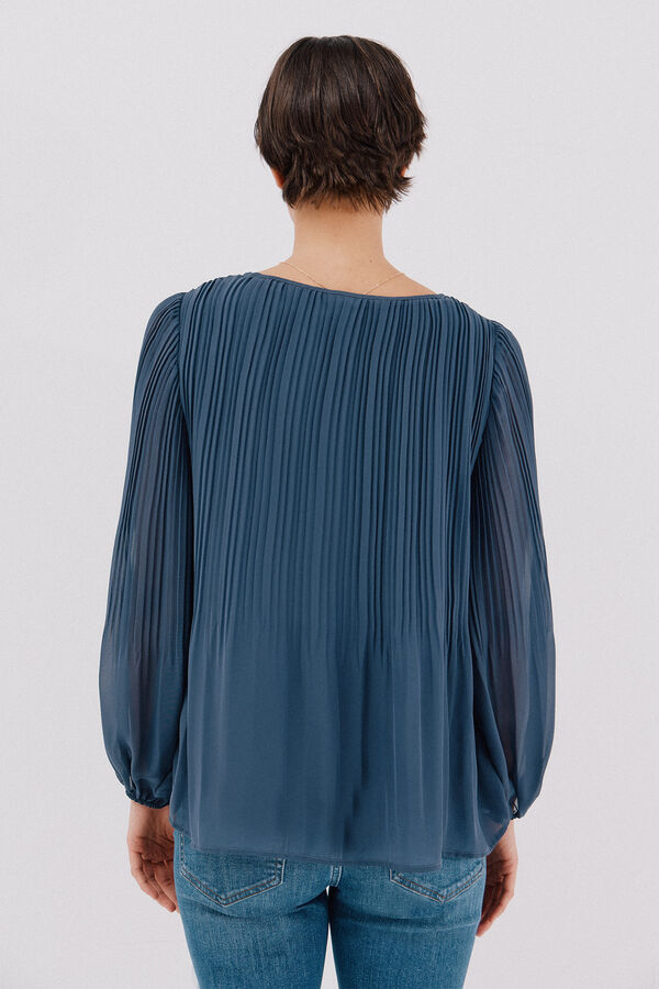Cortefiel Blusa plisada Blue