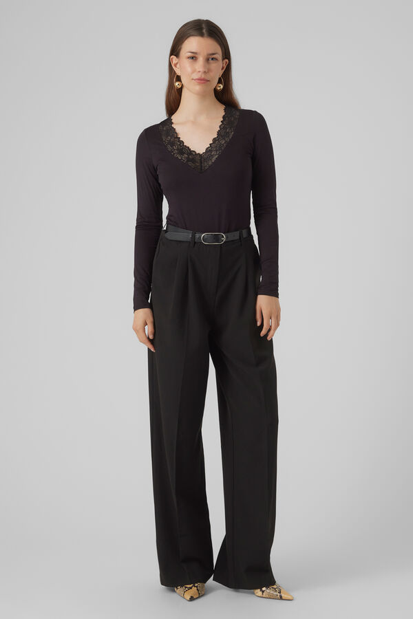 Top De Mujer Con Cuello En V Y Manga Larga – Tejido Suave De Rayón Y Spandex, Ajuste Holgado