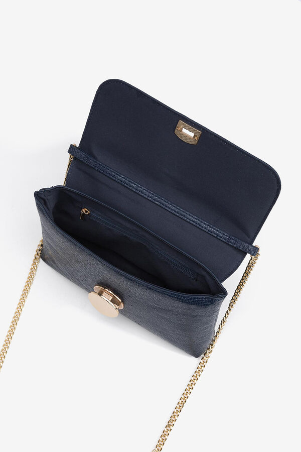 Vilanova Croc-effect bag with flap Navy