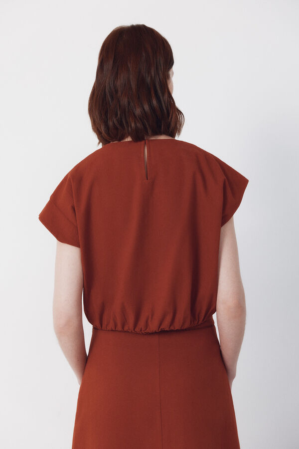 Cortefiel Top bordado Brown