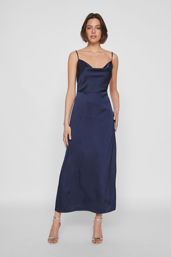 Vila Satin midi dress Navy