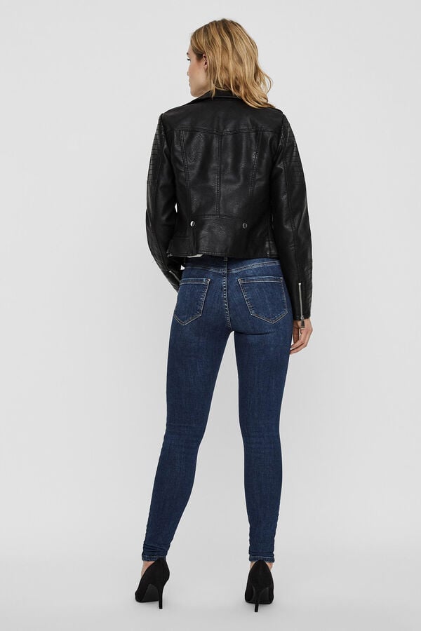 Vero Moda Faux leather biker jacket Black
