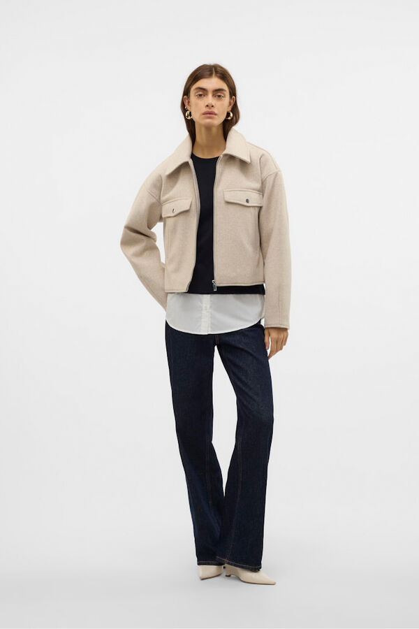 Vero Moda Chaqueta fieltro manga larga Beige