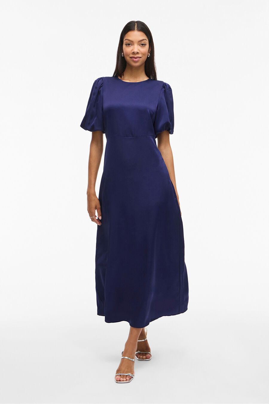 Vestido midi satinado de fiesta