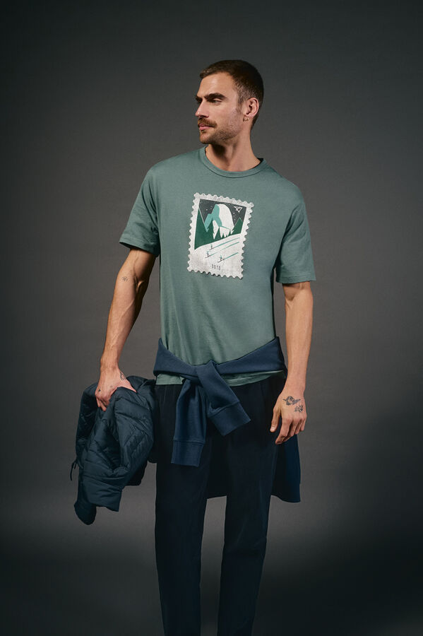 OOTO Camiseta gr&aacute;fica lavada Turquesa