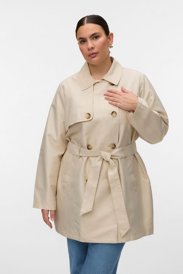 Vero Moda Curve Gabardina corta talla grande Beige