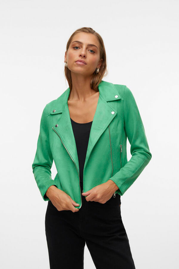 Vero Moda Blus&atilde;o em camur&ccedil;a com tachas Verde