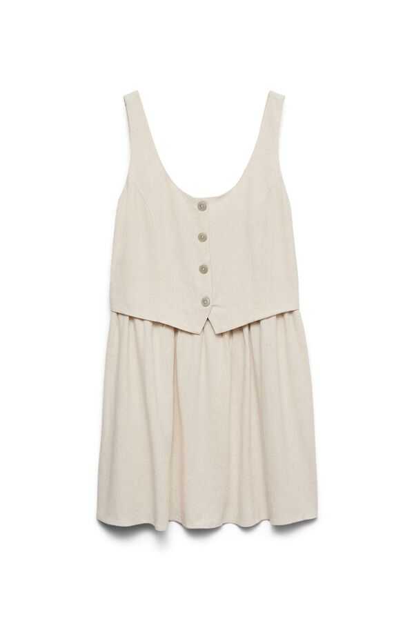 Vero Moda Vestido corto tejido lino Beige