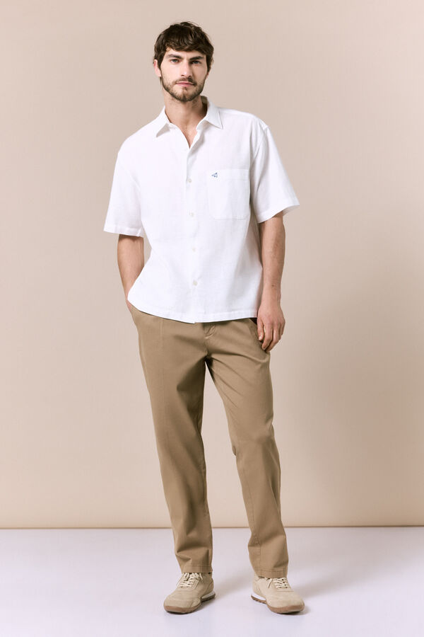 OOTO Camisa lino manga corta Blanco