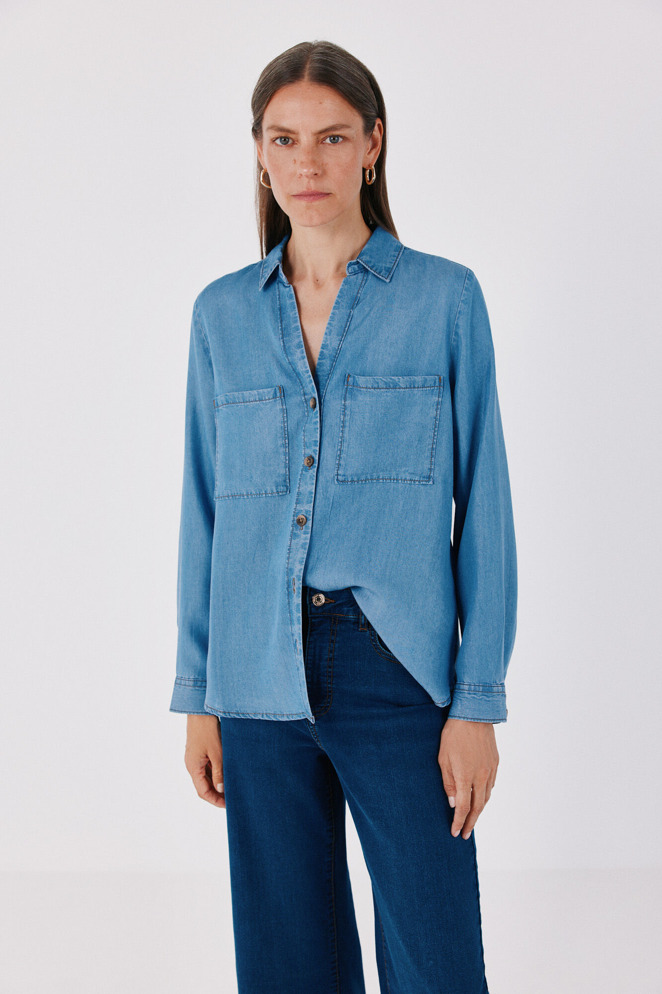 Cortefiel Camisa vaquera tencel