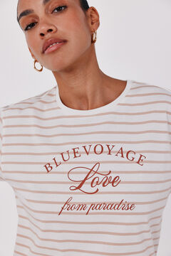 Cortefiel T-shirt riscas estampada