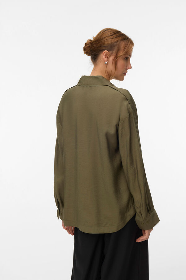 Vero Moda Camisa safari manga larga Verde