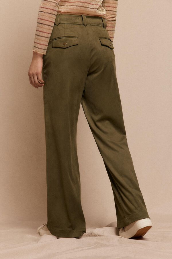 Slowlove Suede pleated trousers Green