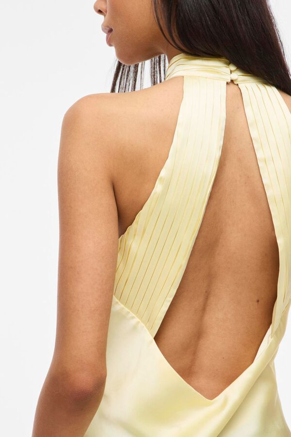 Vila Vestido largo cuello halter de fiesta Amarillo