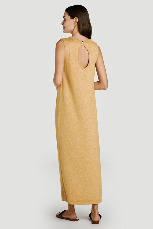 Vila Vestido midi de punto con l&uacute;rex Dorado