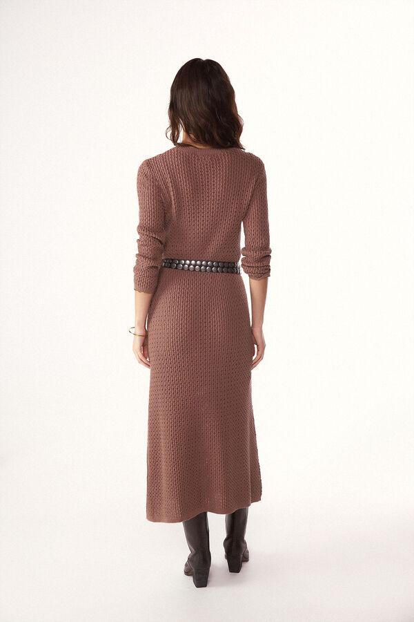 Slowlove Vestido punto largo Marr&oacute;n