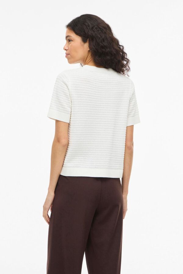 Vila Top de punto manga corta de algod&oacute;n org&aacute;nico Blanco