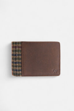 Silbon Cartera piel tejido cuadros Marr&oacute;n