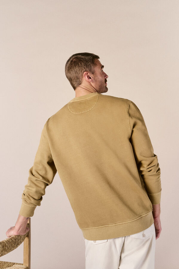 OOTO Sudadera b&aacute;sica lavada cuello redondo Camel