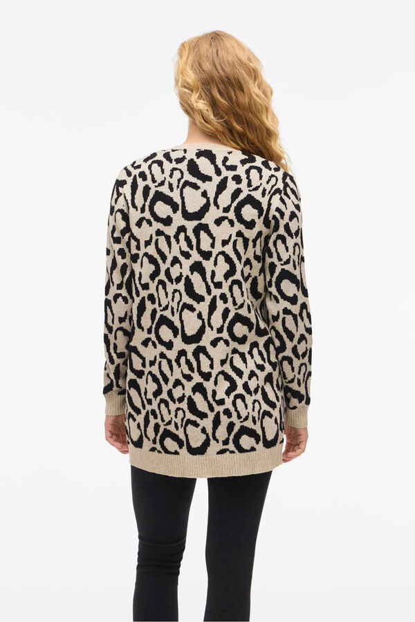 Vila Print viscose midi cardigan Printed beige