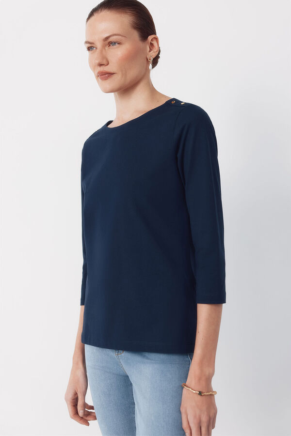 Cortefiel T-shirt b&aacute;sica decote barco Azul