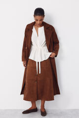 Cortefiel Falda vuelo de antelina Marr&oacute;n oscuro