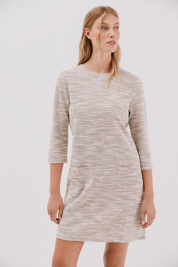 Cortefiel Vestido corto tweed Beige