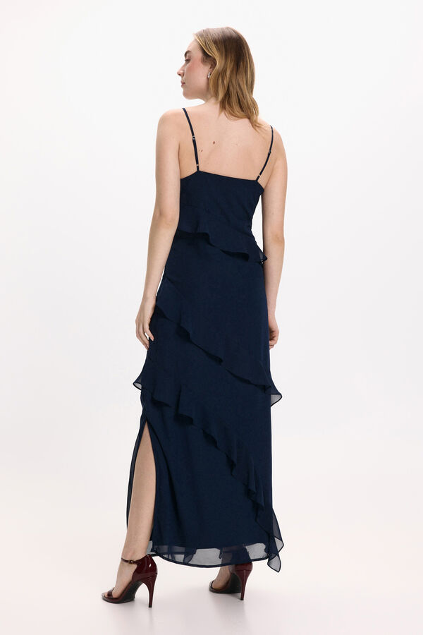 Vila Vestido de gasa midi de fiesta Azul marino