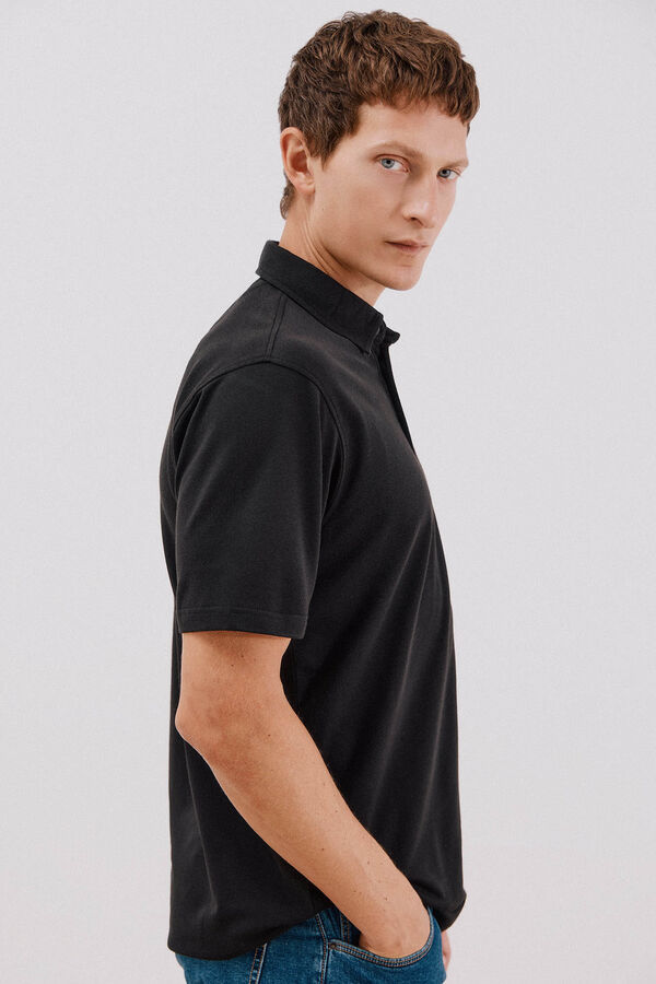 Cortefiel Polo liso piqu&eacute; Negro