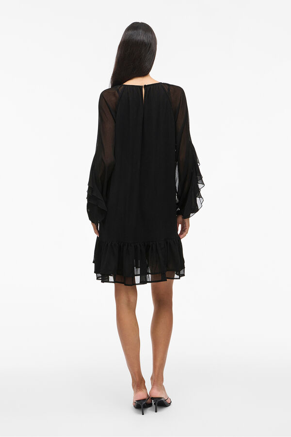 Vila Vestido curto com babados Preto