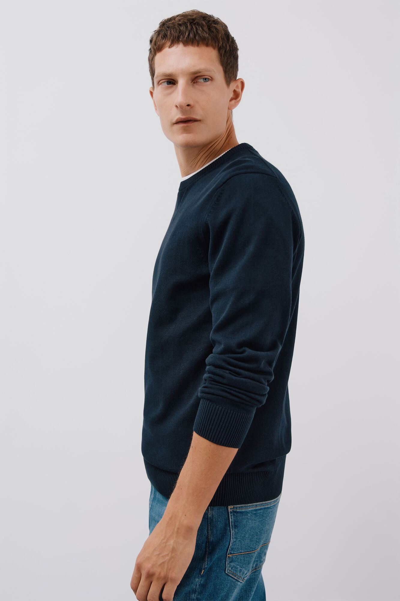 Cortefiel Jersey punto fino algod&oacute;n cuello redondo