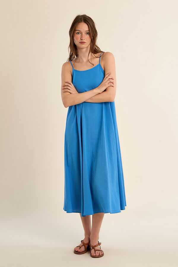 Molly Bracken Vestido comprido de al&ccedil;as e la&ccedil;ada Azul