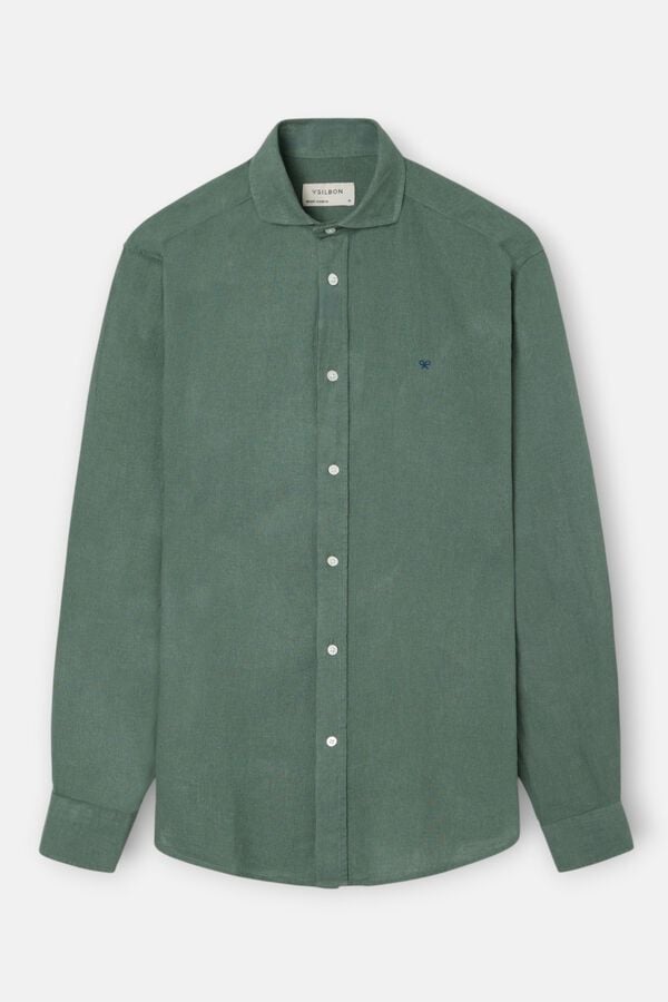 Silbon Linen sport shirt Green