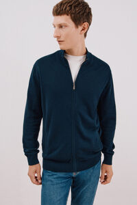 Cortefiel Fecho-éclair de malha fina de algodão com malha 