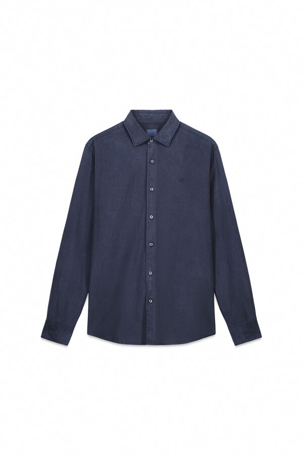 OOTO Camisa twill liso tencel algod&oacute;n Blue