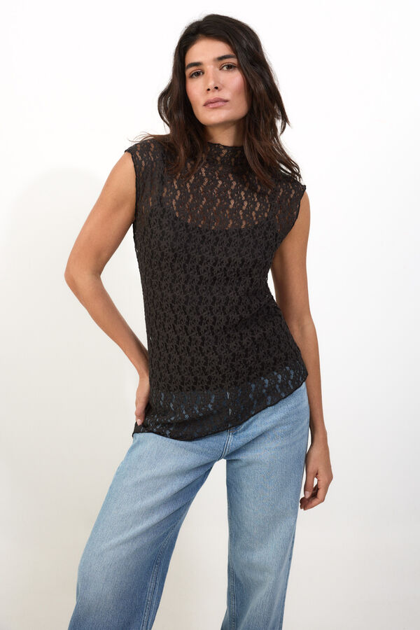 Slowlove Top lencero asim&eacute;trico Negro