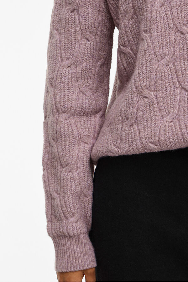 Vila Round neck - cross-knit jumper Pink