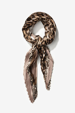 Cortefiel Printed pleated scarf Brown