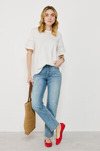 Vila Camiseta de algodão orgânico com vazados