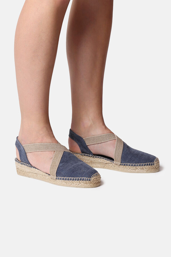 Toni Pons Low wedge espadrille with elastic straps Navy