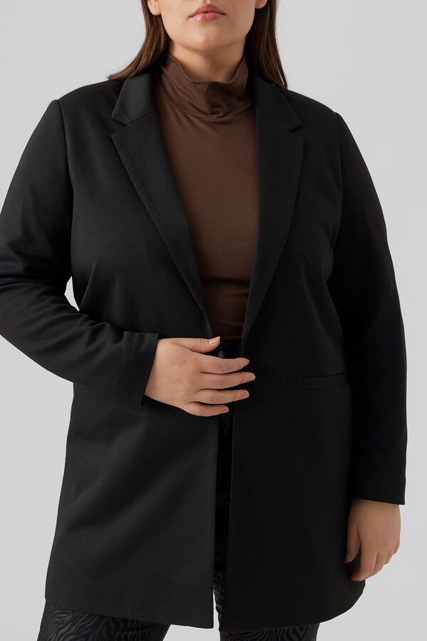 Vero Moda Curve Long sleeve blazer with pockets plus size Black