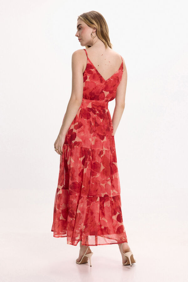 Vila Floral midi dress Red