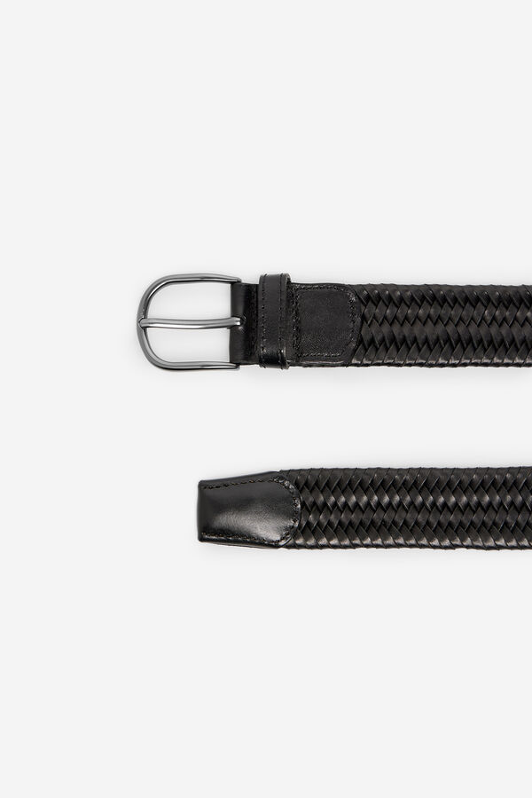 Cortefiel Elastic braided belt Black