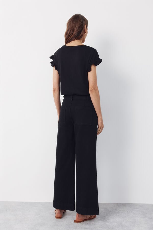 Cortefiel Pantalones Piping Negro
