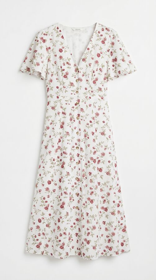 Cortefiel Vestido estampado vuelo gris