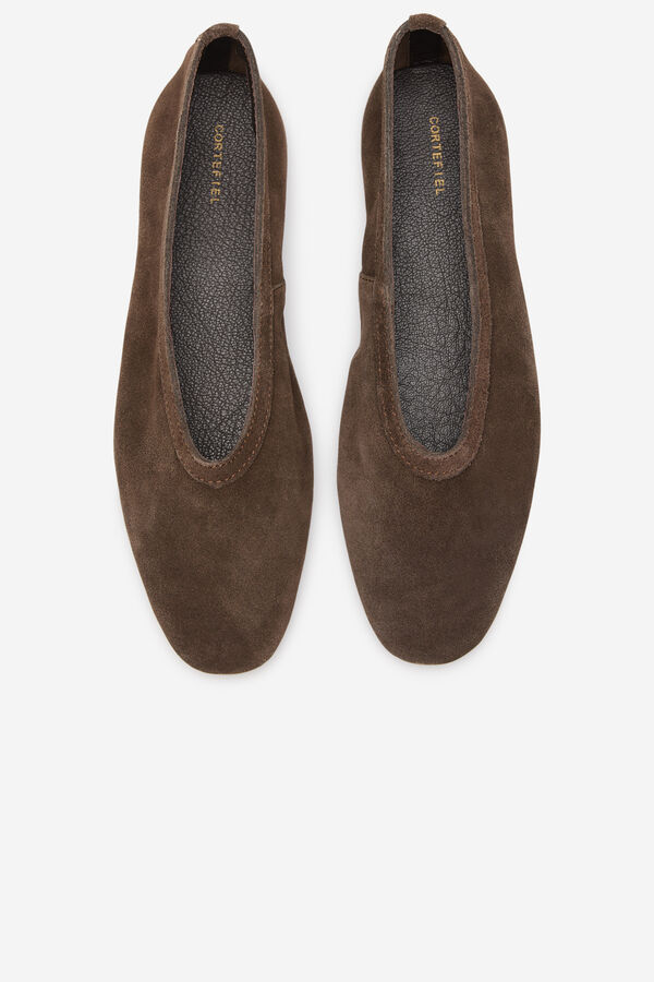 Cortefiel Bailarina piel Marr&oacute;n oscuro