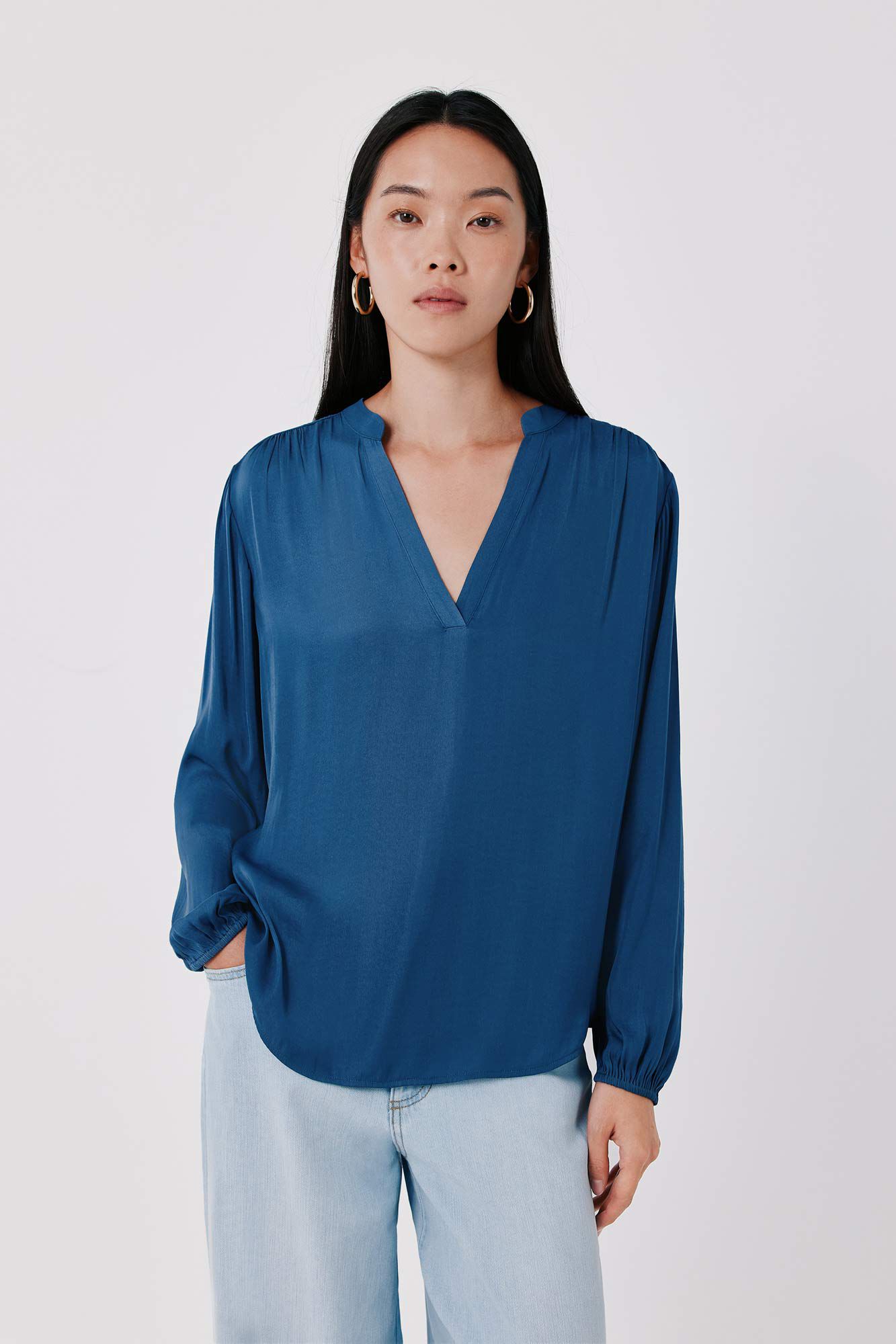 Cortefiel Blusa fluida acetinada