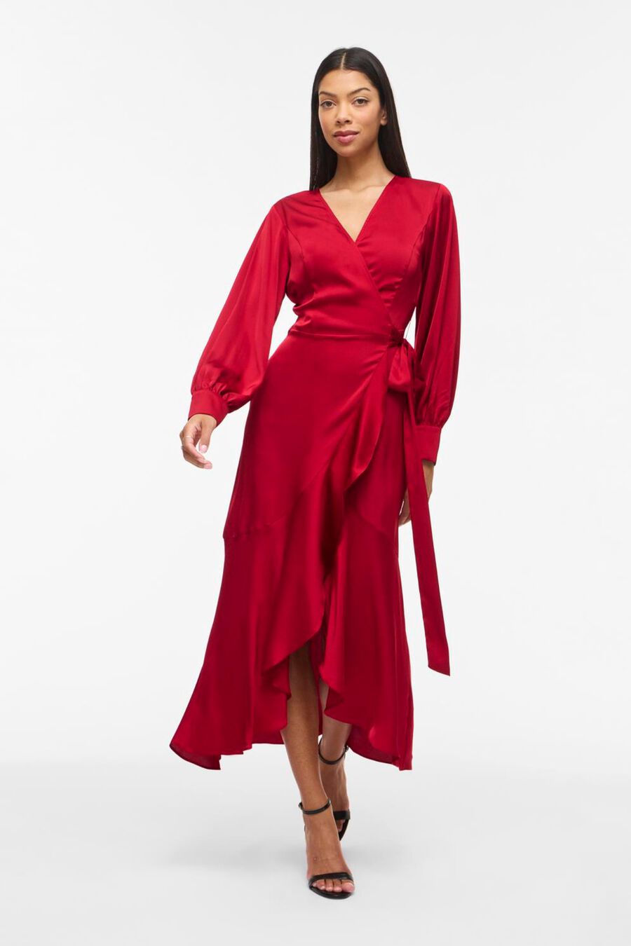 Vestido midi satinado de fiesta