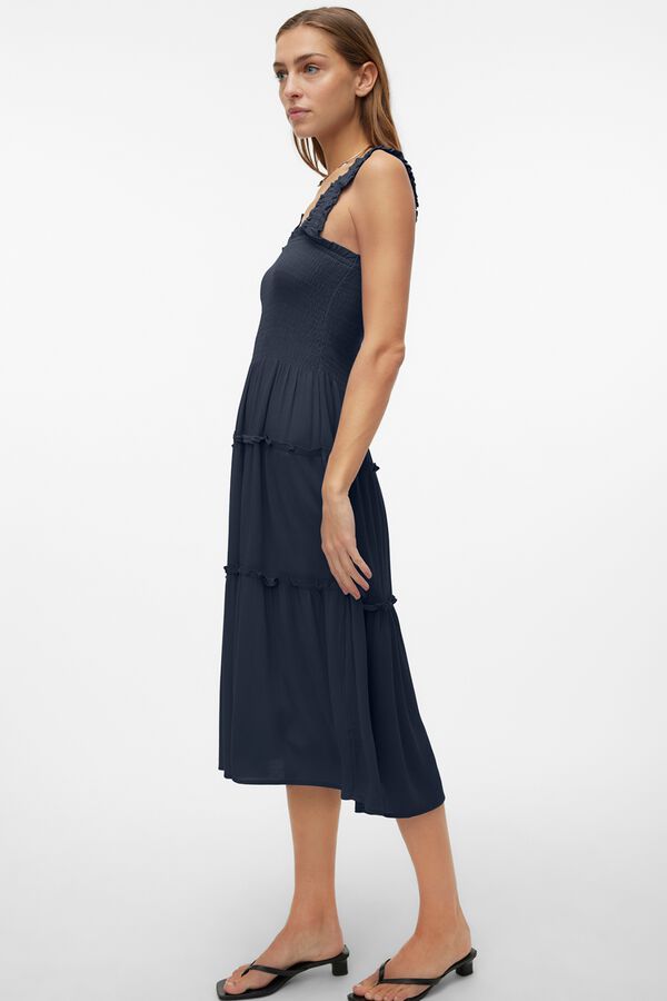 Vero Moda Vestido con el&aacute;stico corte midi Azul marino