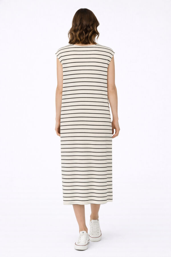 Vila Vestido midi reversible con algod&oacute;n Beige